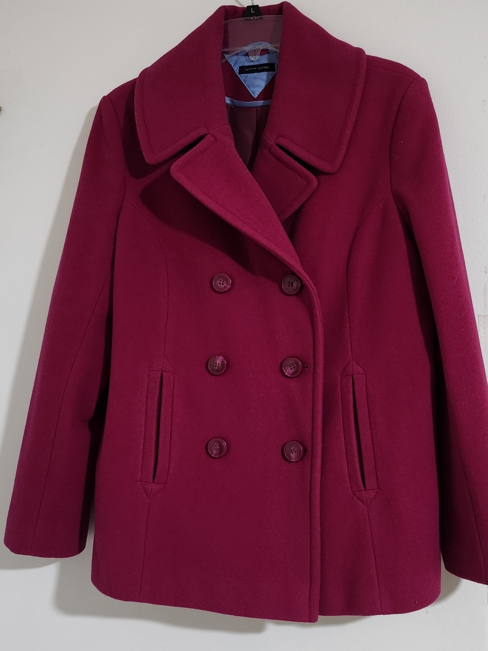 Tommy Hilfiger Women's Double-Breasted Peacoat - Magenta